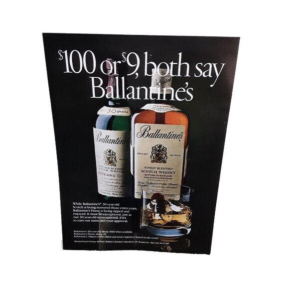 1982 Ballantines Scotch Whisky Original Print Ad vintage 80s - Picture 1 of 1